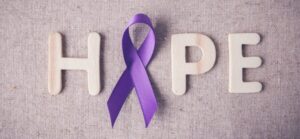 purple ribbon promoting hope against lupus and autoimmune diseases